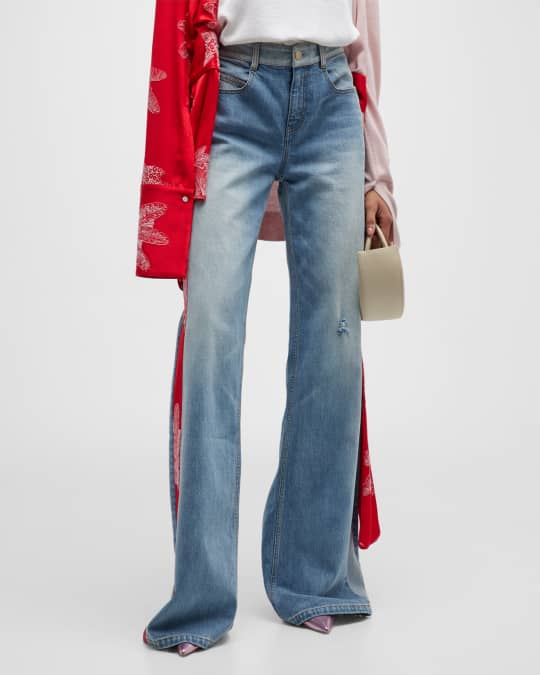 Distressed jeans with side stripe discount