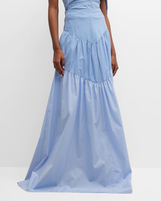 Hellessy Bloom Striped Tiered Maxi Skirt | Neiman Marcus