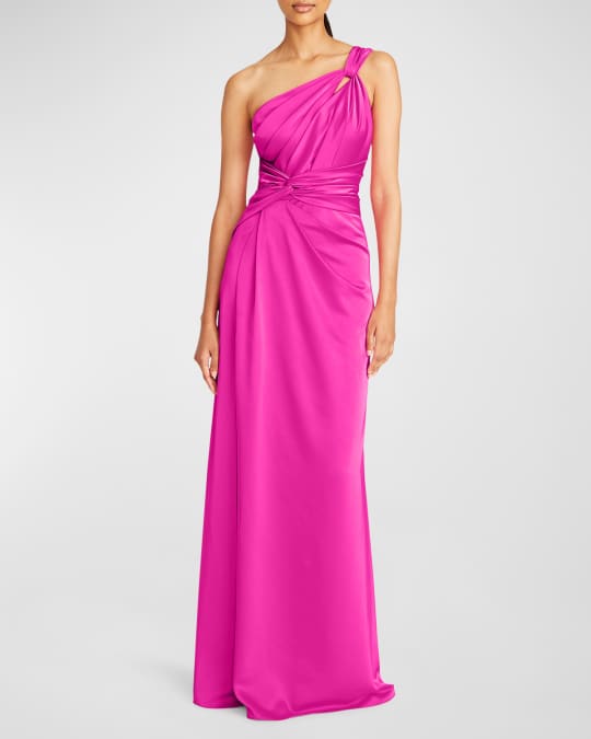Gloria Pleated Twist Front One Shoulder Gown
