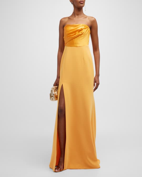 Estela Strapless Combo Slit Gown