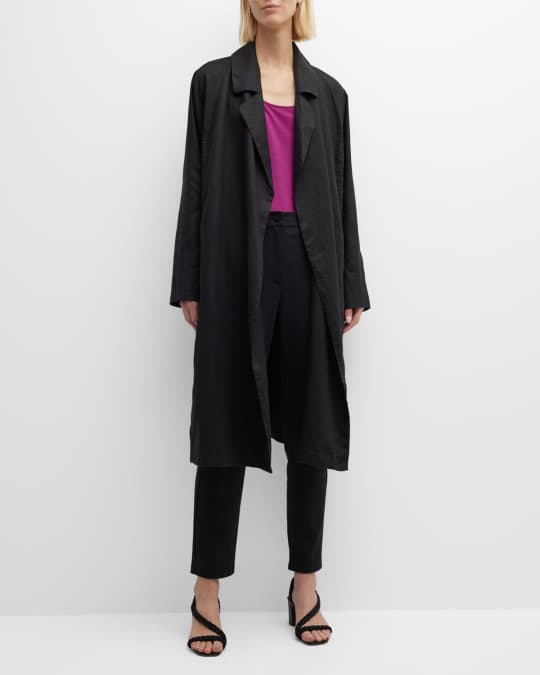 Open Front Organic Linen Trench Coat