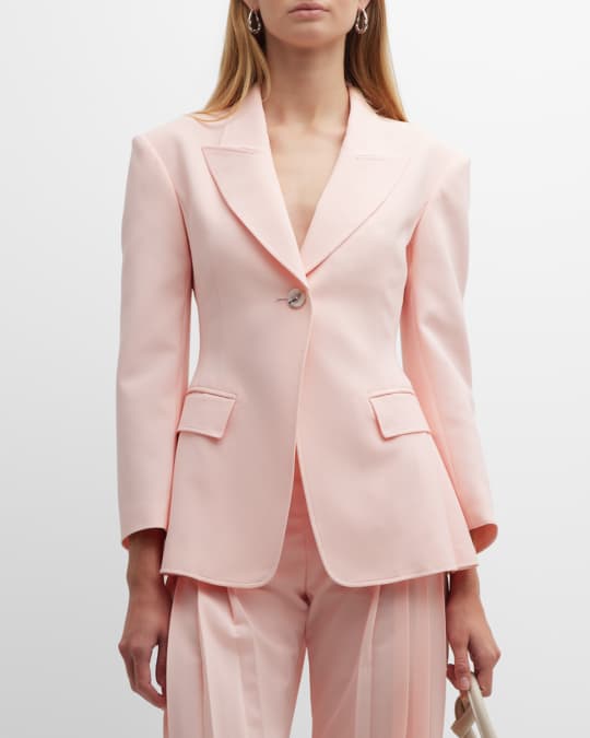 ADEAM Parade Pleated-Side Single-Breasted Slim Blazer Jacket