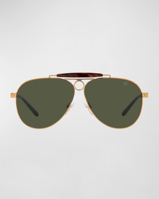 RL Logo Metal Aviator Sunglasses 
