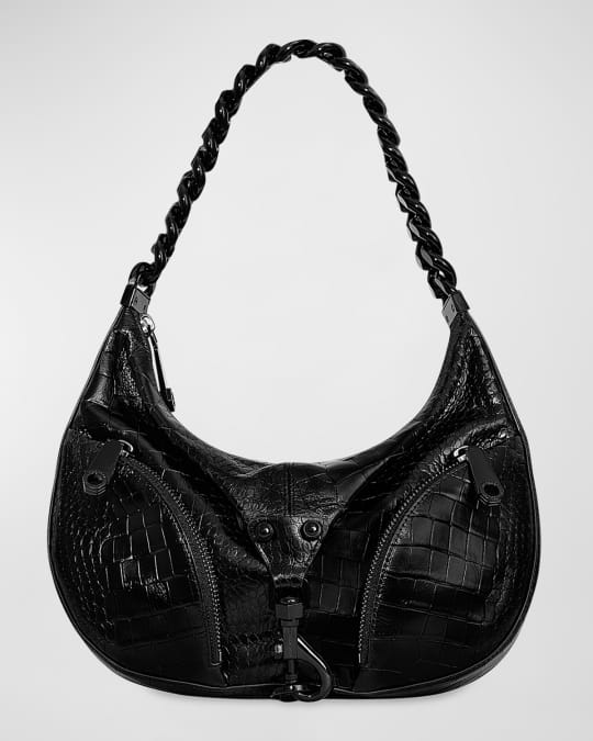 Rebecca Minkoff Julian Croissant Moc-Croc Chain Shoulder Bag