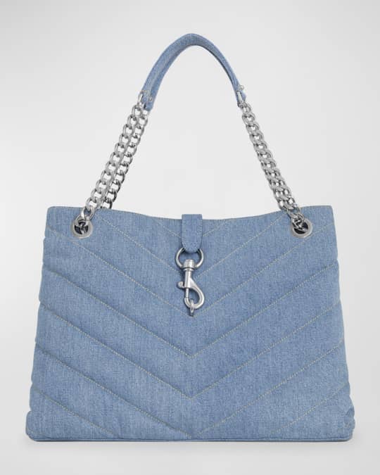 Rebecca Minkoff Edie Maxi Chevron-Quilted Denim Tote Bag | Neiman Marcus