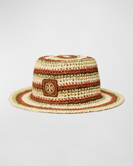 Striped Raffia Bucket Hat