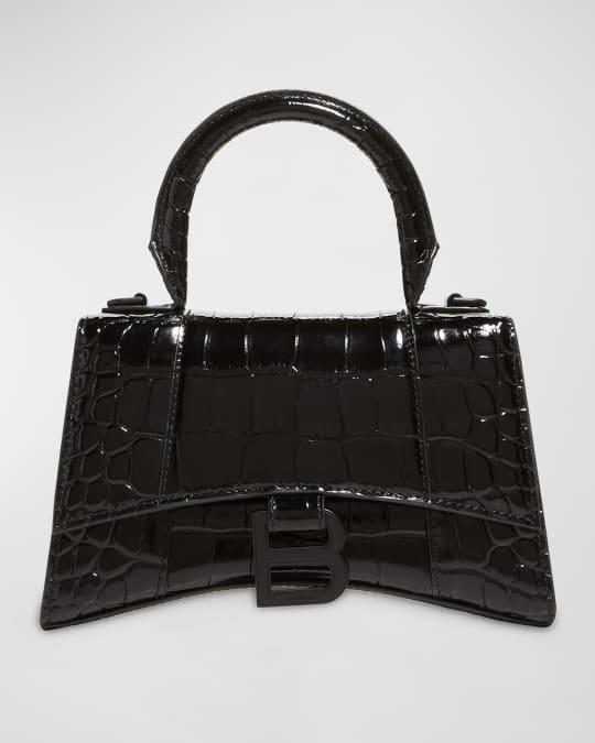 Balenciaga Hourglass XS Croc-Embossed Bag | Neiman Marcus