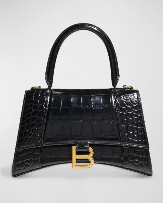 Balenciaga Hourglass Small Croc-Embossed Bag | Neiman Marcus