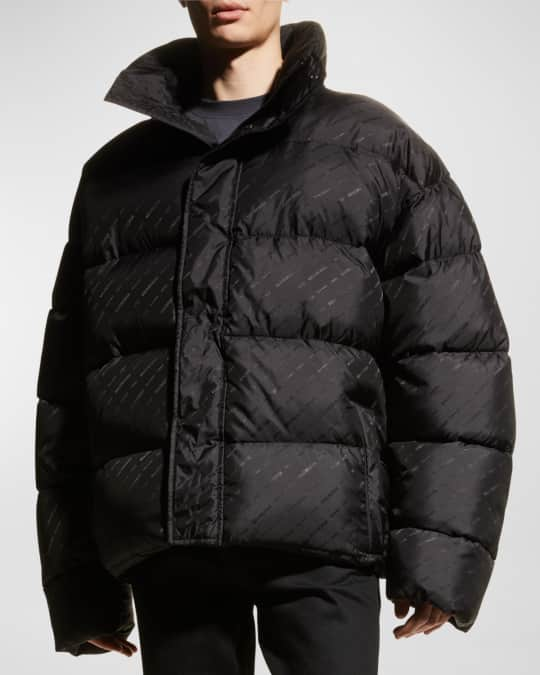 Balenciaga Men's Logo Jacquard Puffer Jacket | Neiman Marcus