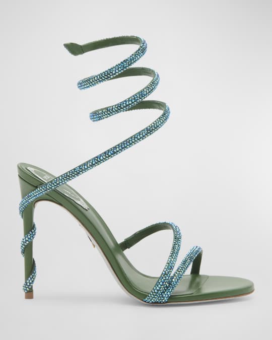 Rene Caovilla Snake-Wrap Strass Stiletto Sandals Neiman Marcus