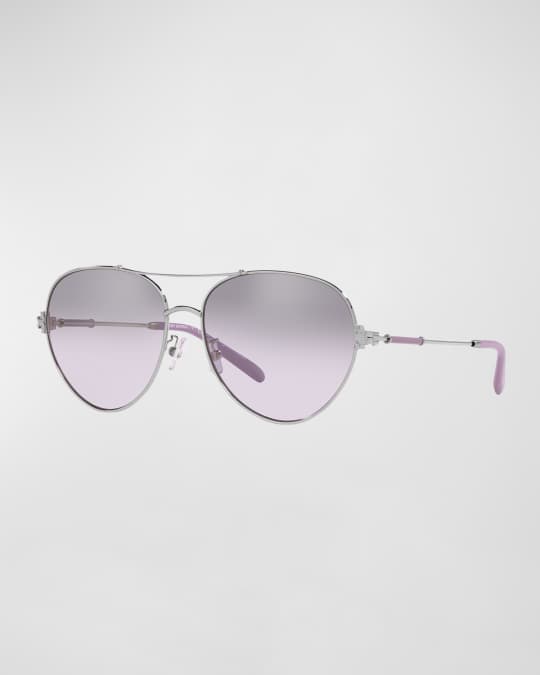 Tory Burch Mirrored Metal Plastic Aviator Sunglasses Neiman Marcus