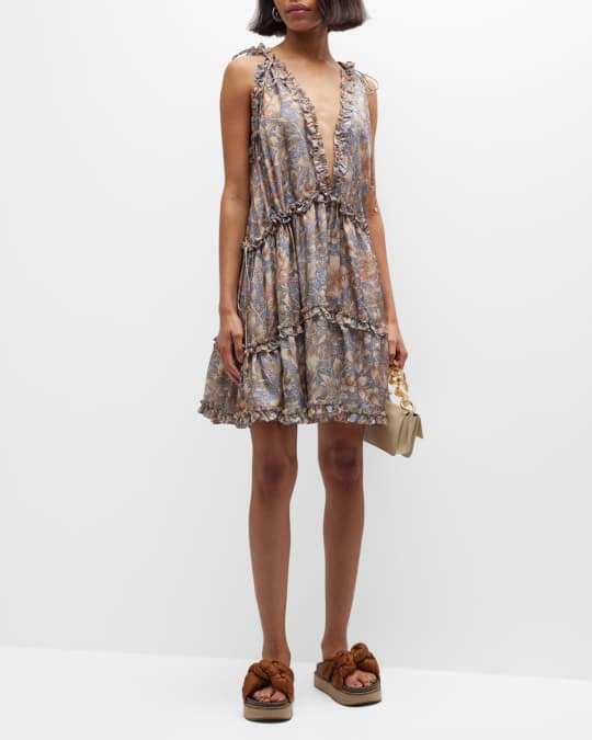 Zimmermann Chintz Draw Frill Mini Dress Neiman Marcus