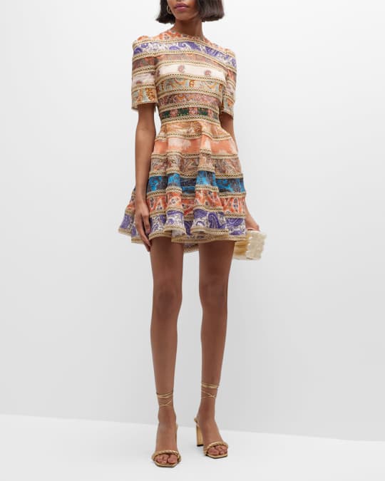 Zimmermann Devi Spliced Mini Dress Neiman Marcus