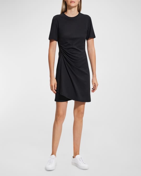 Theory Clinton Knit Side-Drape Mini Dress | Neiman Marcus