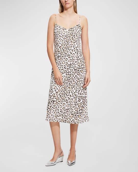 knee length dresses for ladies Cognac Leopard Print Sleeveless Midi Slip Dress main image 1