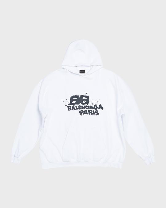 Balenciaga Men's Dirty BB Paris Icon Hoodie | Neiman Marcus