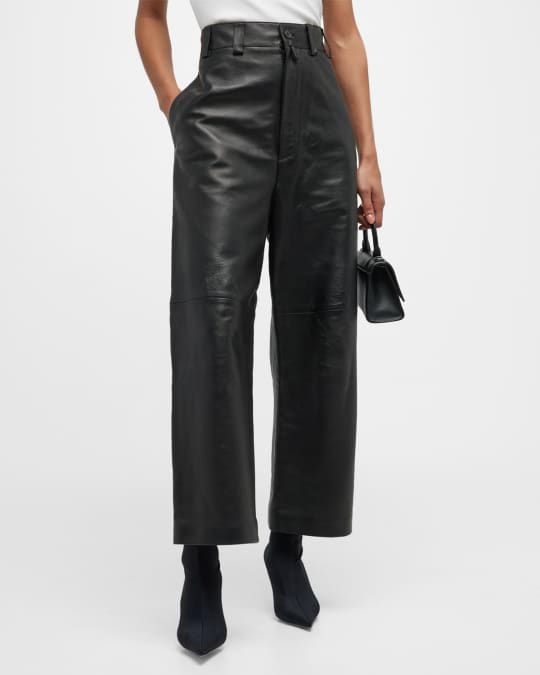 Wide-leg leather pants in black - Balenciaga