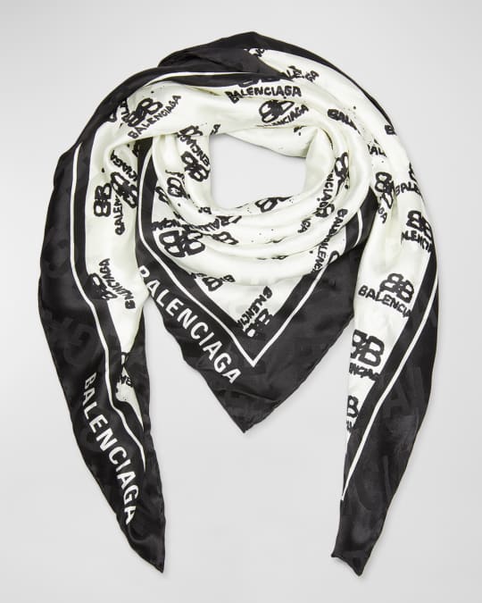 Balenciaga BB Icon Logo Jacquard Silk Scarf