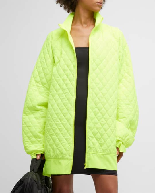Norma Kamali Quilted Oversized Neon Turtle Bomber Jacket Neiman Marcus