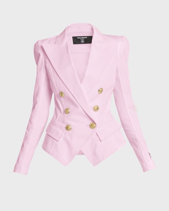 【関税込み】balmain Double-breasted denim blazer Balmain 6-Button double-breasted Denim Blazer | White | FARFETCH