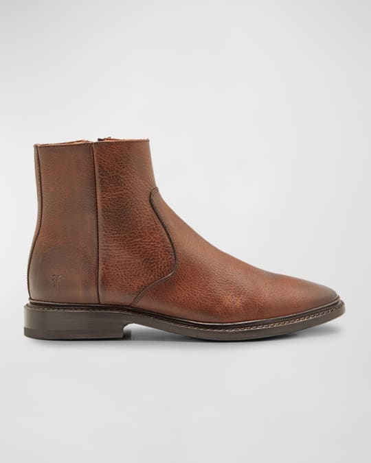 Frye Men s Paul Leather Side Zip Ankle Boots Neiman Marcus