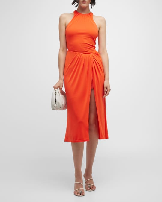 cinq a sept orange dress Cinq a Sept Lezlie Jersey Sleeveless Racerback Midi Dress