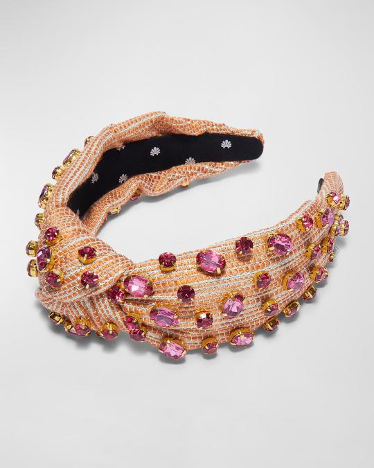 Lele Sadoughi Jeweled Tweed Headband Indigo Fields Tweed Mixed Crystal Headband – Chic Streets main image 4