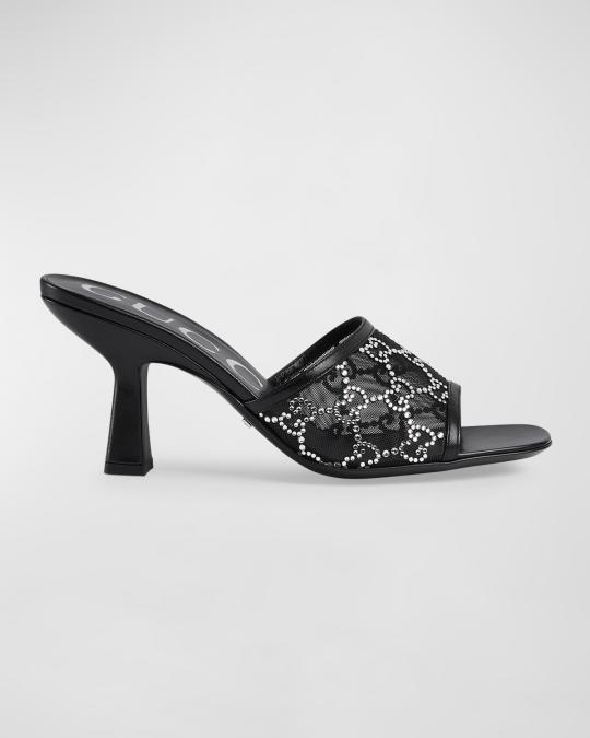 GUCCI ビジュー付きメッシュミュール Gucci Demi Rhinestone Mesh Mule Sandals | Neiman Marcus