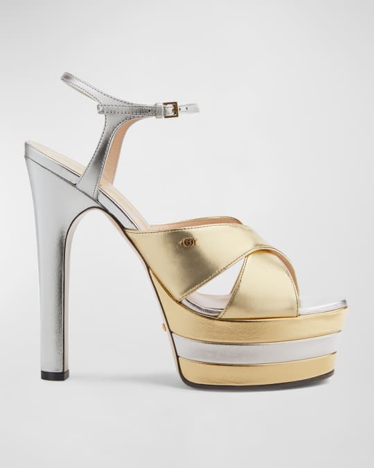 Angel Metallic Ankle Strap Platform Sandals