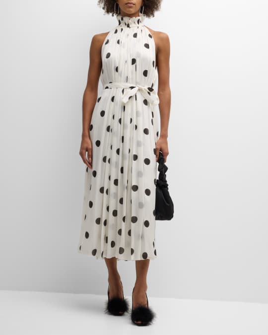 slim fit dress slacks Same Halter Flounce Midi Dress | Cream Polka Dot main image 1