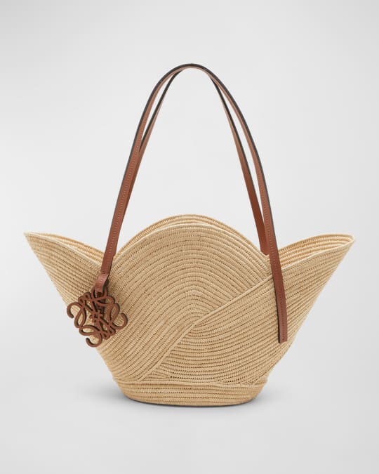 Loewe x Paula's Ibiza Petal Basket Bag in Raffia with Leather