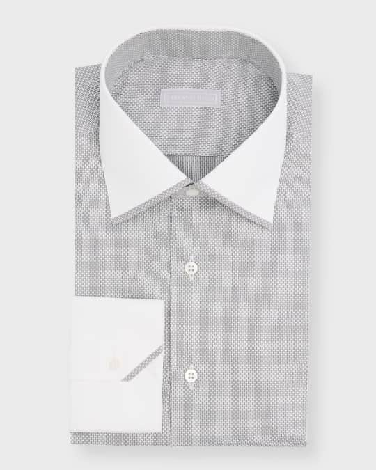 Stefano Ricci Men s Contrast Collar Cuff Printed Dress Shirt Neiman Marcus
