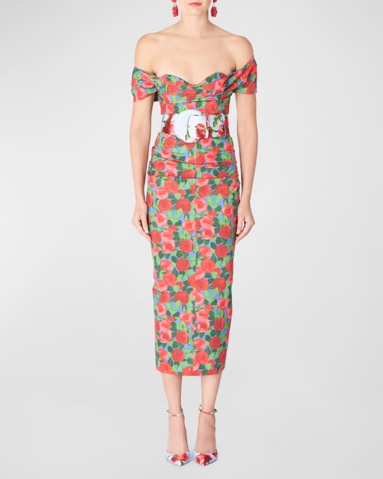 knee length dresses for ladies Carolina Herrera | Women's | Strapless Draped Midi Dress | Herrera Red Dress Cocktail main image 0
