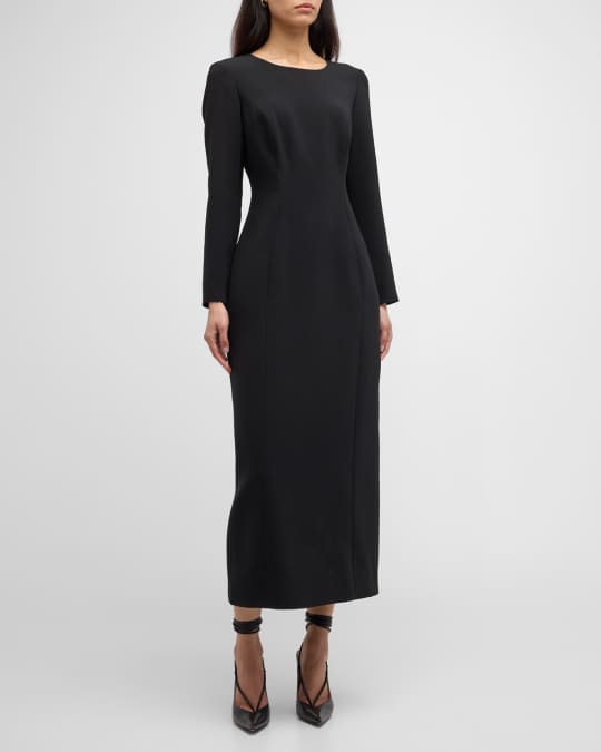 knee length dresses for ladies OFF-SHOULDER FLORAL LACE COLUMN DRESS IN BLACK main image 1
