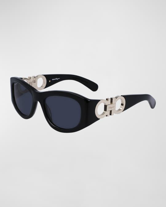 Ferragamo Gancini Round Acetate Sunglasses | Neiman Marcus