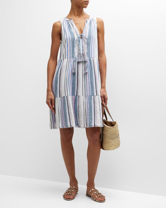 Tommy Bahama Mykonos Striped Tiered Mini Dress | Neiman Marcus