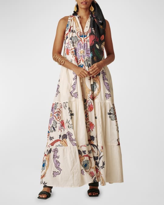 Carolina K Vall Tiered Button-Front Maxi Dress | Neiman Marcus
