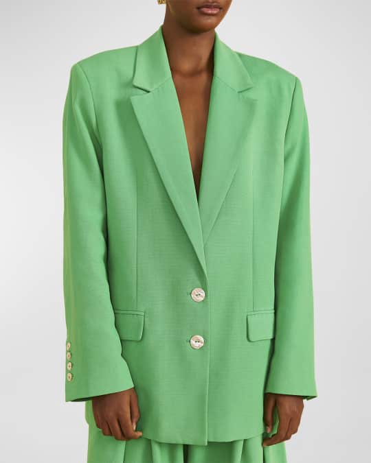 Farm Rio Bright Green Oversized Singled-Breasted Blazer | Neiman Marcus