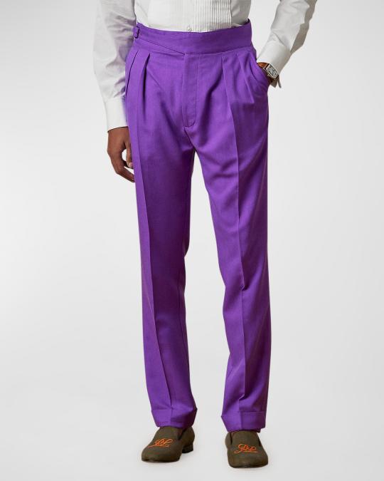 Ralph Lauren Purple Label Men's Glenn Double-Pleated Silk Pants