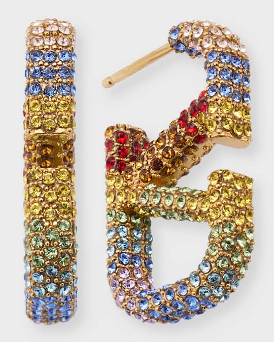 Valentino Garavani V Logo Crystal Earrings, Multicolor