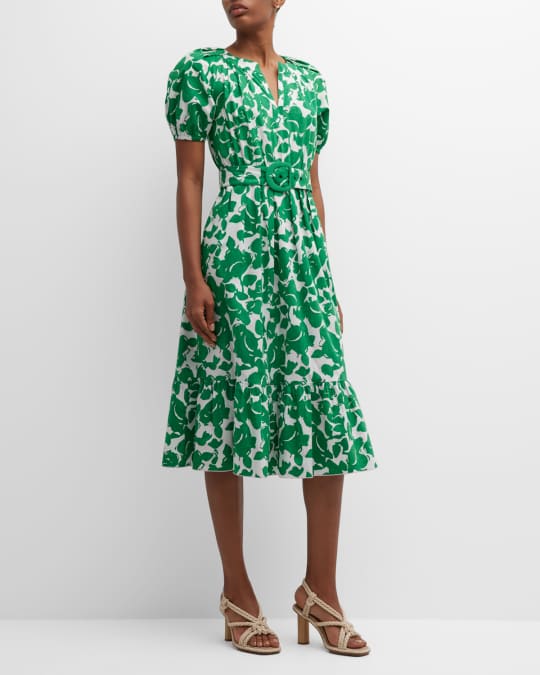 Lindy Two Tone Puff Sleeve Midi Shirtdress