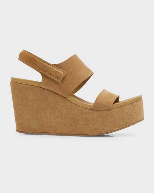 Pedro Garcia Suede Slingback Wedge Platform Sandals Neiman Marcus