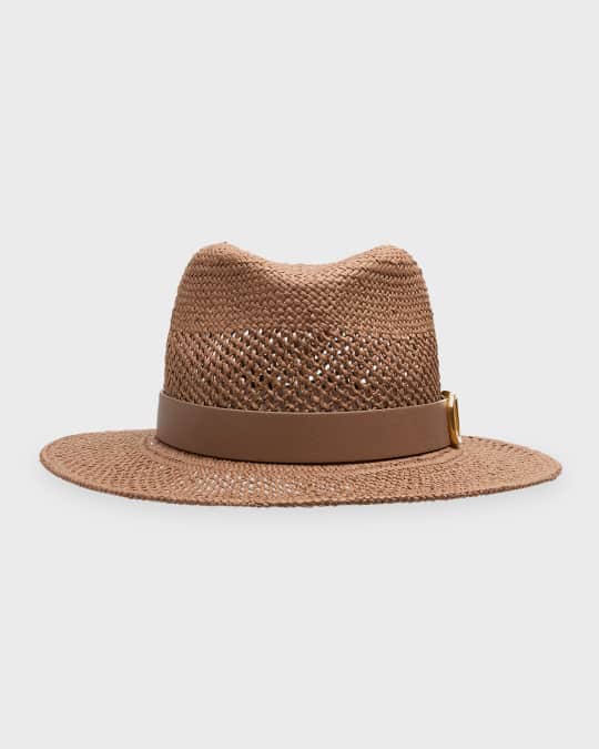Valentino Garavani V-Logo Signature Paper Straw Fedora