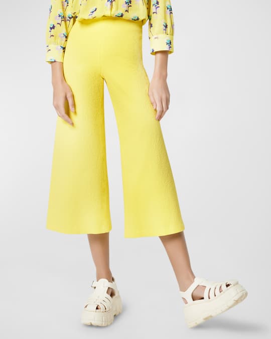 Seersucker Wide Leg Gaucho Pants