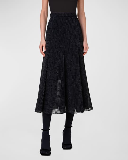 Metallic 3D Organza A Line Midi Skirt