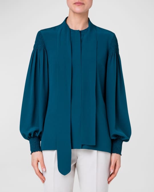 Akris punto scarf silk blouse deals