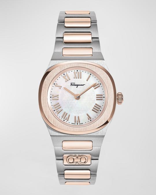 Ferragamo Two Tone 28mm Rose Gold Silver Watch FERRAGAMO Vega Bracelet Watch, 28mm | Nordstromrack main image 2