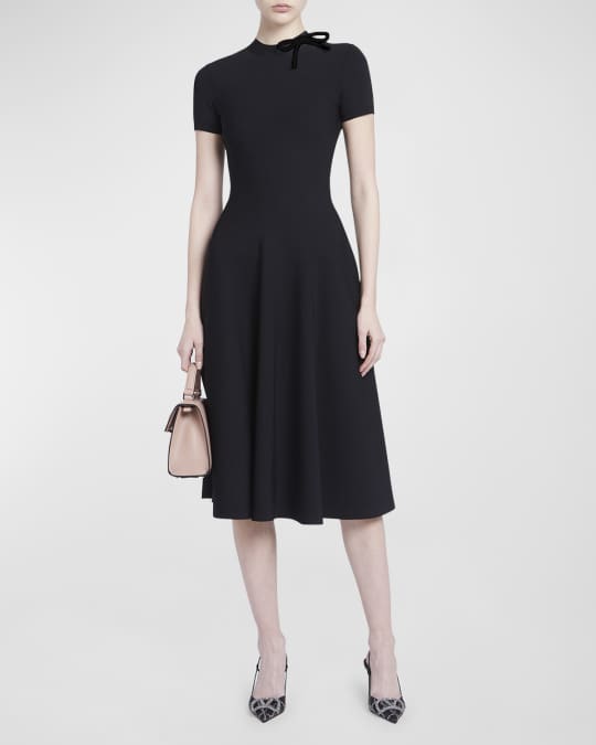 Valentino Garavani Knit Midi Dress with Bow Detail | Neiman Marcus