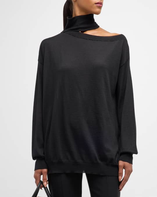 Valentino Garavani Maglia Cashmere Asymmetric Turtleneck Neiman Marcus