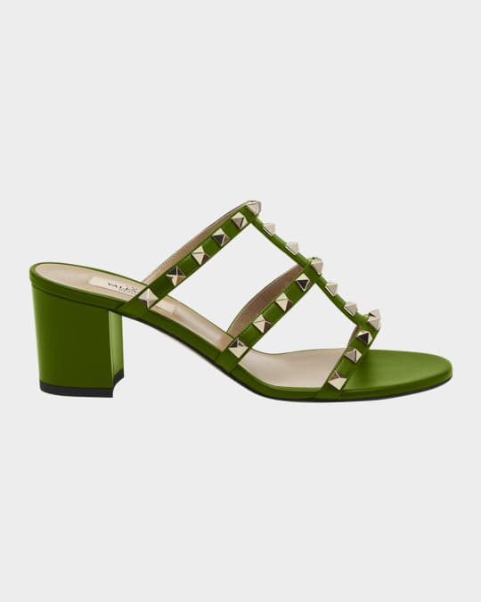 Valentino Garavani Rockstud Caged Block Heel Sandals Neiman Marcus